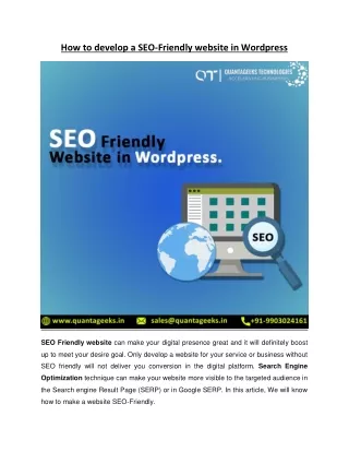 How to develop a SEO-Friendly website in Wordpress