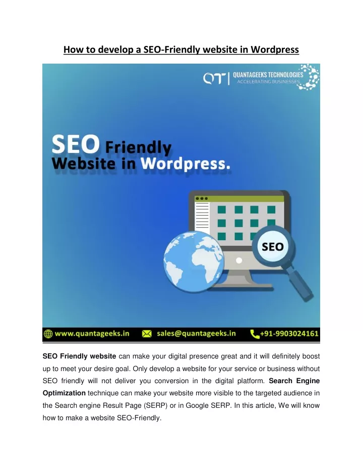 how to develop a seo friendly website in wordpress