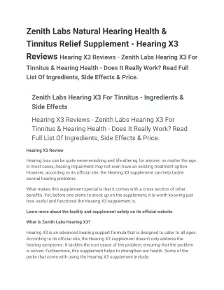 zenith labs natural hearing health tinnitus