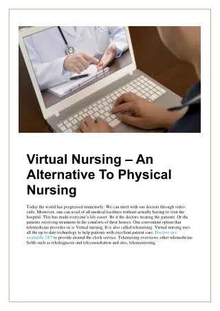 Virtual Nursing – An Alternative To Physical Nursing