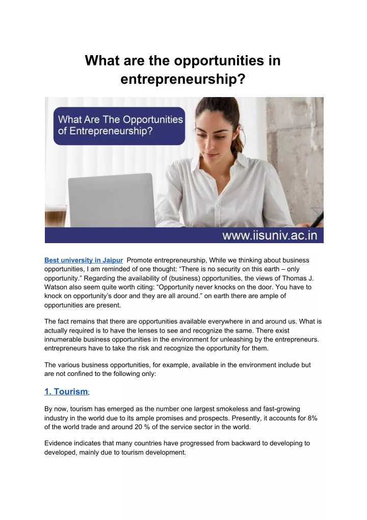 what are the opportunities in entrepreneurship