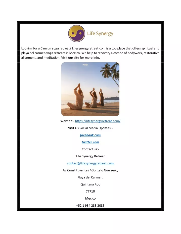looking for a cancun yoga retreat