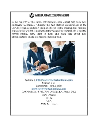 Industrial Staffing Agency USA | careercrafttechnologies.com
