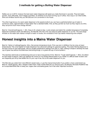 3 methods for getting a boiling water dispenser