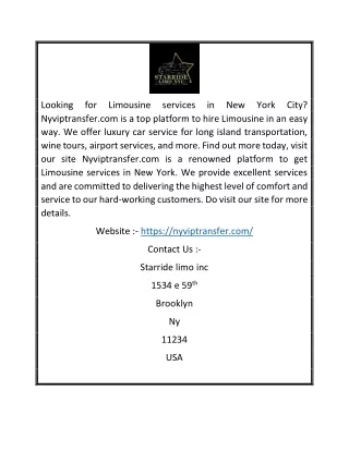 New York City Limousine Services | Nyviptransfer.com