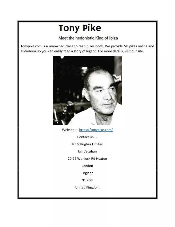 tonypike com is a renowned place to read pikes