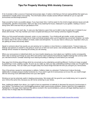 tips for properly working with anxiety concerns