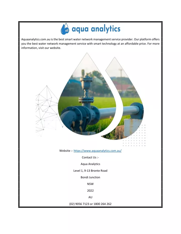 aquaanalytics com au is the best smart water