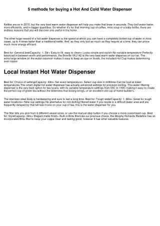 5 methods for buying a hot and cold water