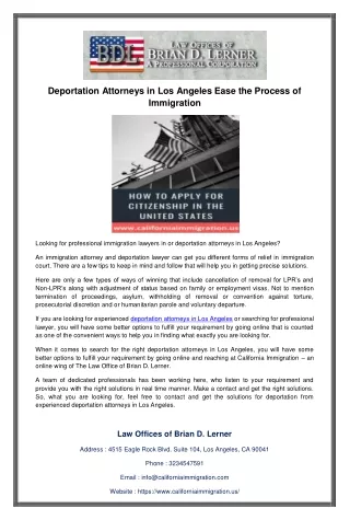 Deportation Attorneys in Los Angeles Ease the Process of Immigration