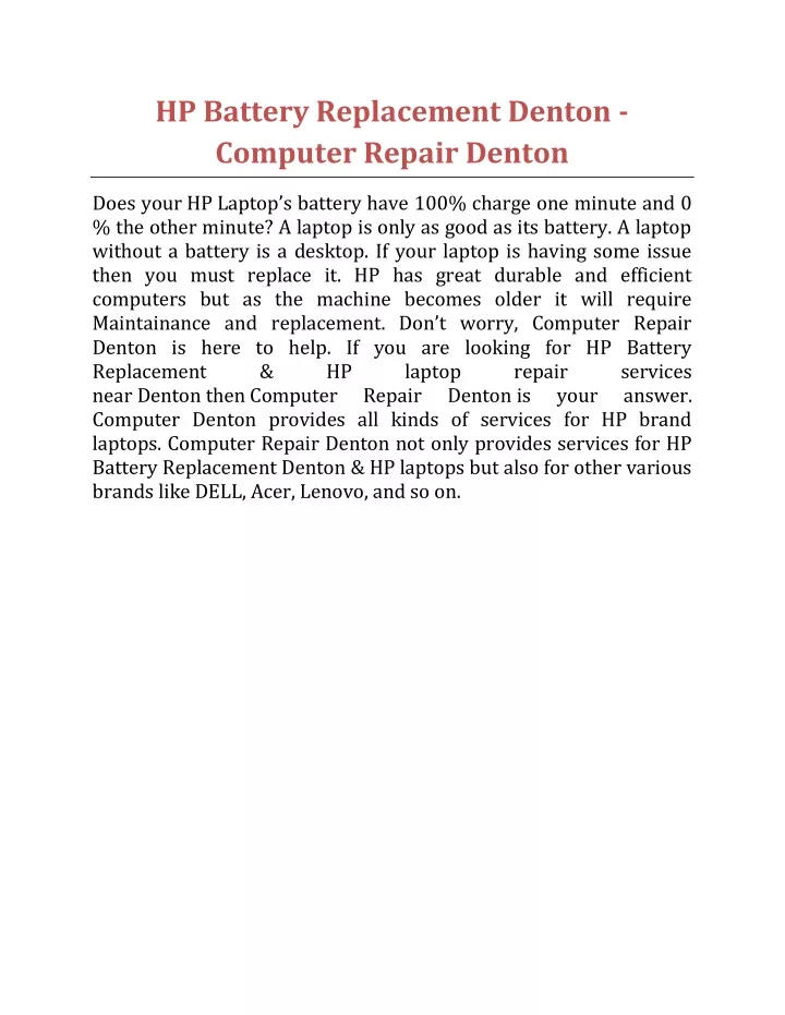 hp battery replacement denton computer repair
