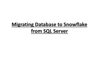 SQL To Snowflake