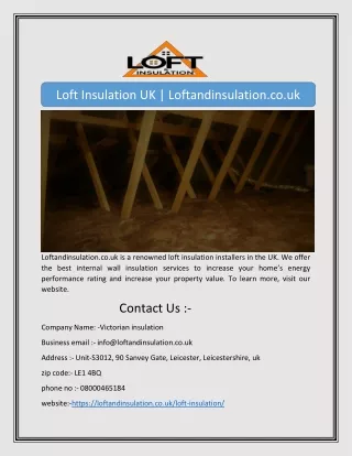 Loft Insulation UK | Loftandinsulation.co.uk