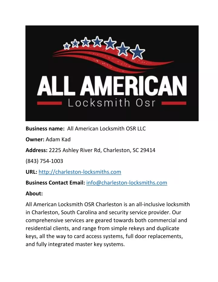 business name all american locksmith osr llc
