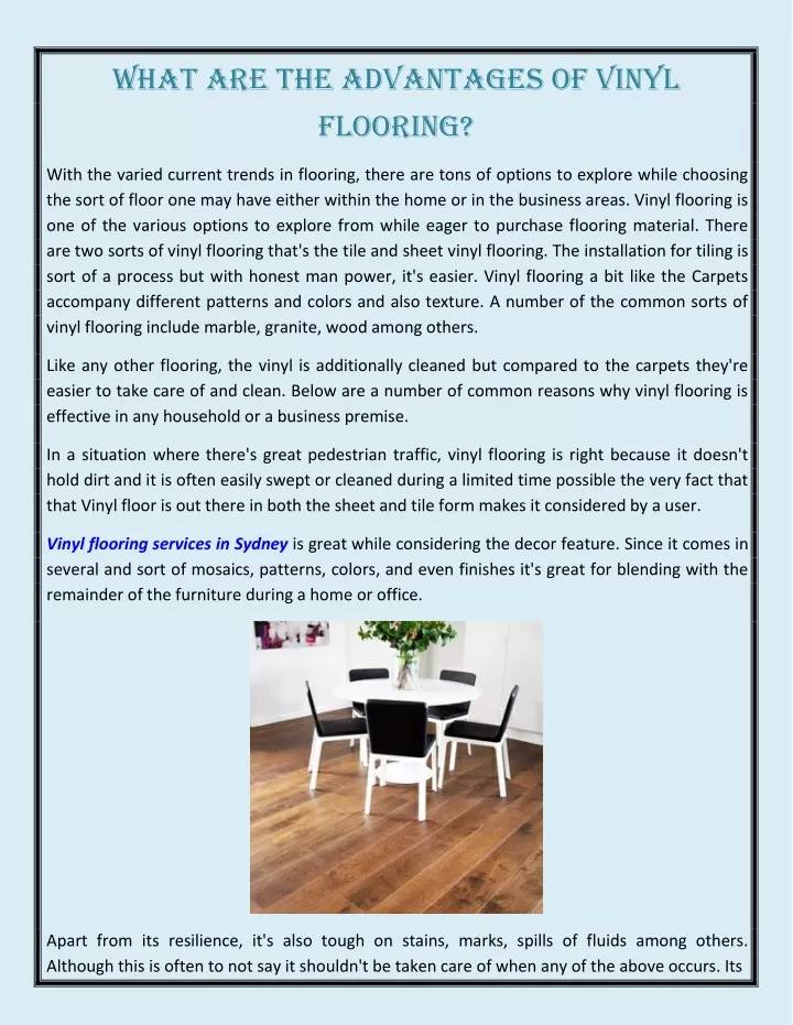 what are the advantages of vinyl flooring