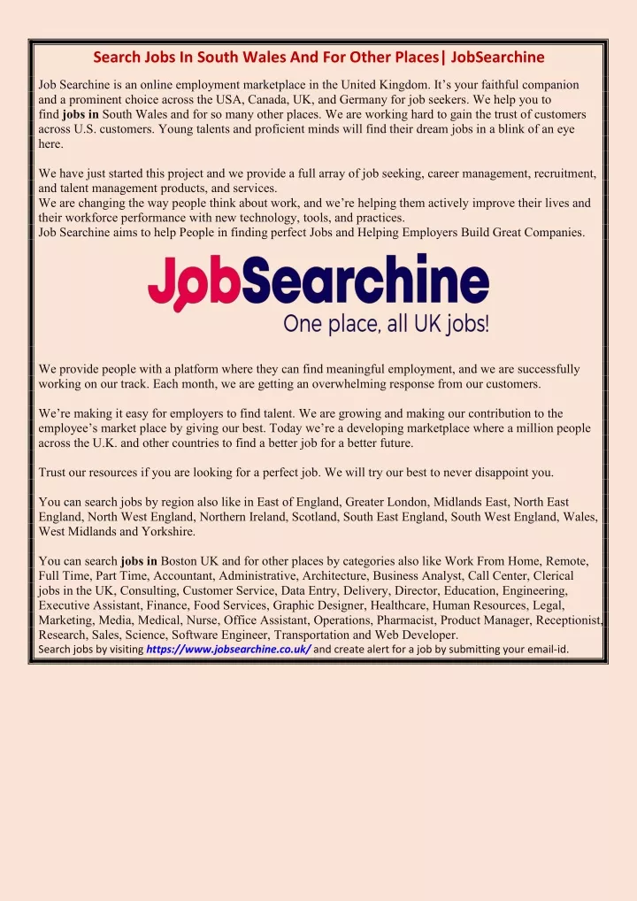 search jobs in south wales and for other places
