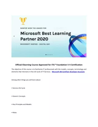 official elearning course approved for itil