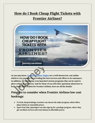 How do I Book Cheap Flight Tickets with Frontier Airlines?