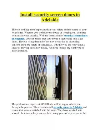 Install security screen doors in Adelaide