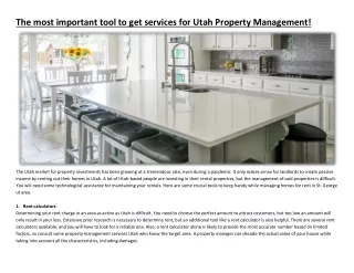 The most important tool to get services for Utah Property Management!