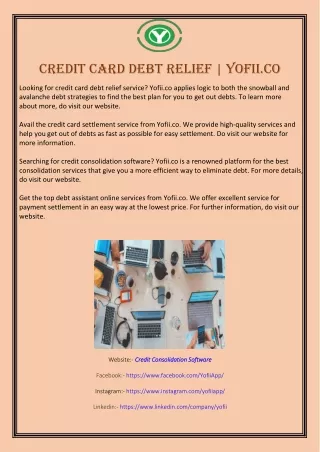 Credit Card Debt Relief | Yofii.co