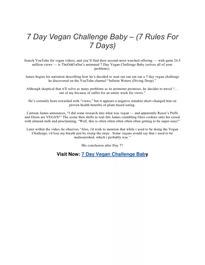 7 day vegan challenge baby 7 rules for 7 days