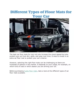 different types of floor mats for your car
