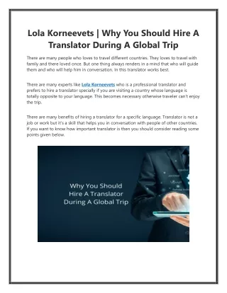 Lola Korneevets | Why You Should Hire A Translator During A Global Trip