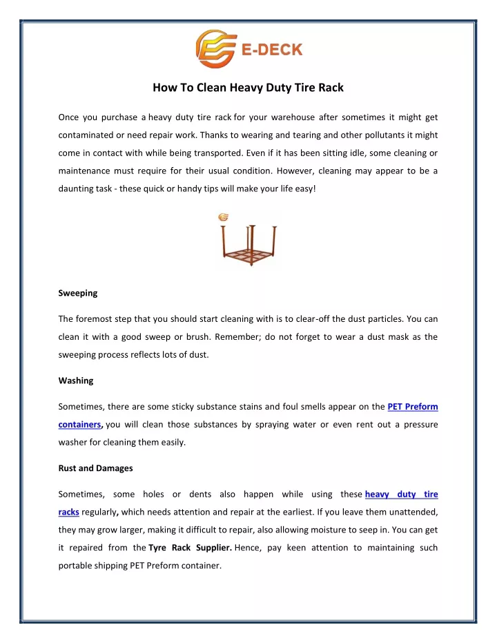 how to clean heavy duty tire rack