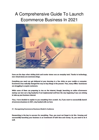 a comprehensive guide to launch ecommerce business in 2021