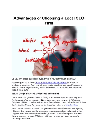 advantages of choosing a local seo firm