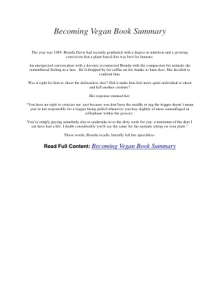 becoming vegan book summary