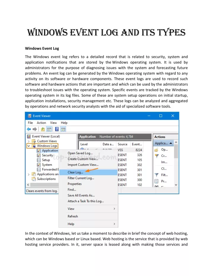 windows event log and its types