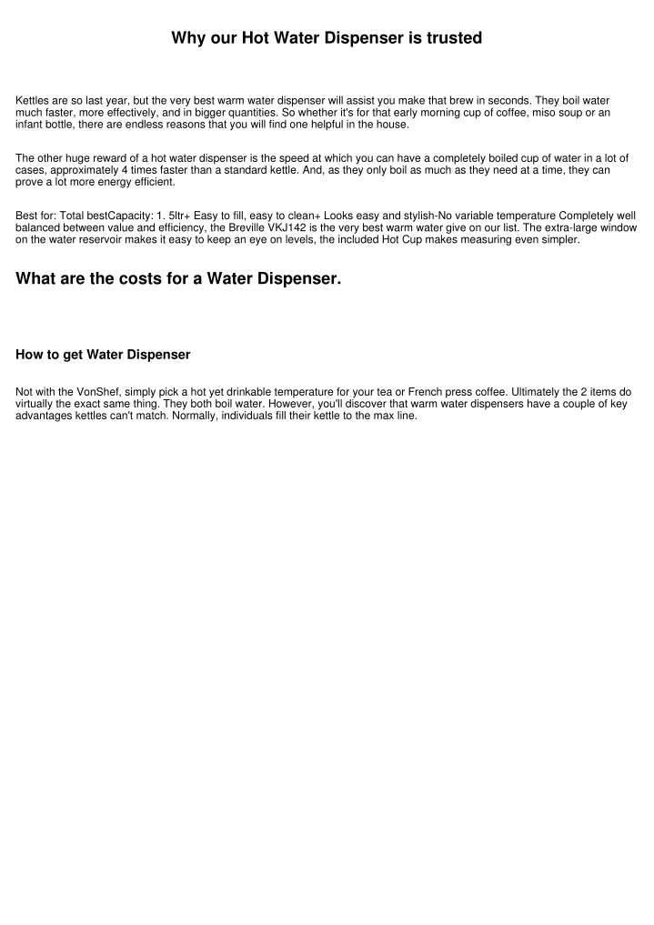 why our hot water dispenser is trusted