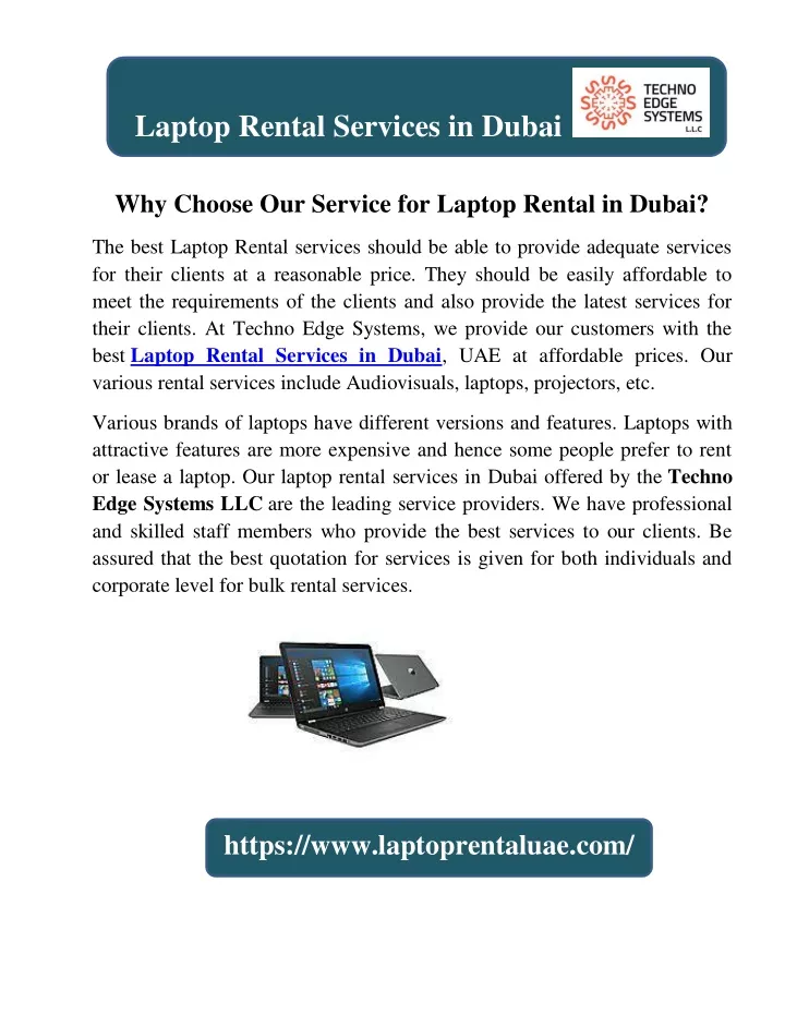 laptop rental services in dubai