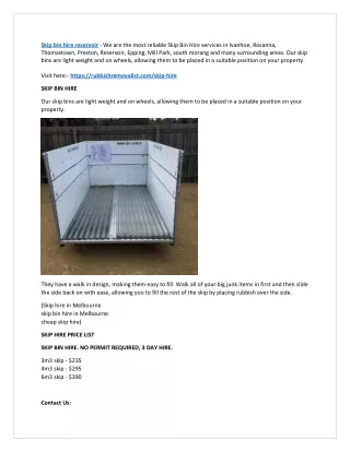 skip bin hire reservoir we are the most reliable