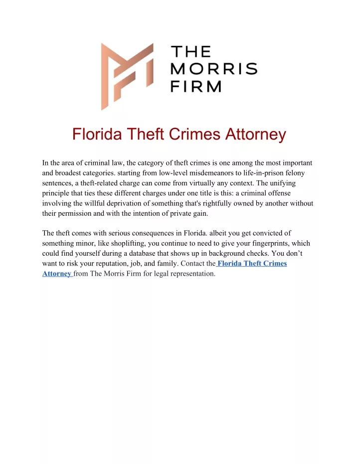 florida theft crimes attorney