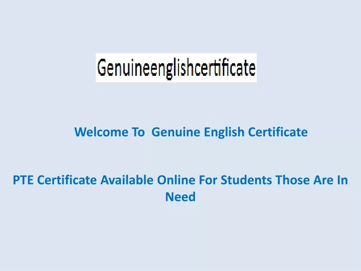 welcome to genuine english certificate