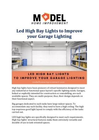 Led High Bay Lights to Improve your Garage Lighting
