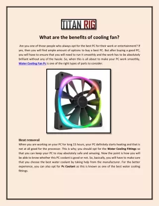 What_are_the_benefits_of_cooling_fan