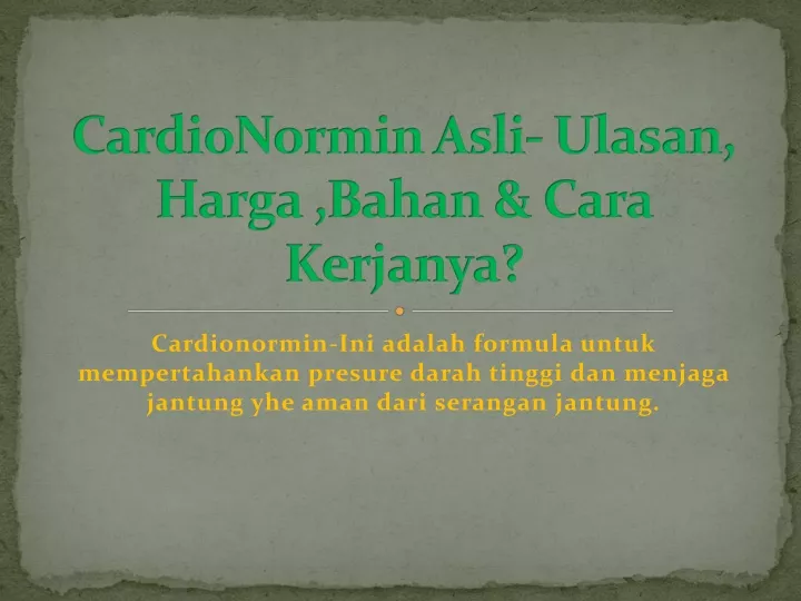 cardionormin asli ulasan harga bahan cara kerjanya