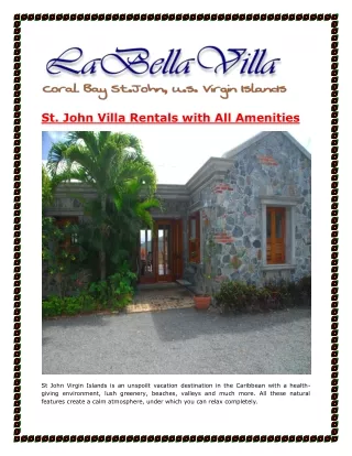 St. John Villa Rentals with All Amenities