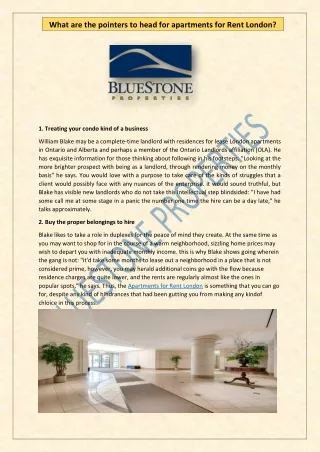 what are the pointers to head for apartments