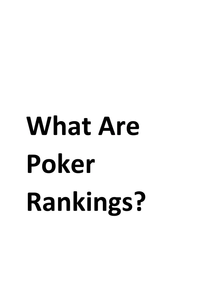 what are poker rankings