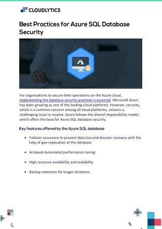 Best Practices for Azure SQL Databases