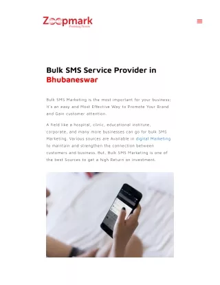 Bulk SMS Service Provider in Bhubaneswar, Book Zoopmark Today