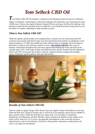 Read "Customer  Reviews" Before Buying Tom Selleck CBD Oil!