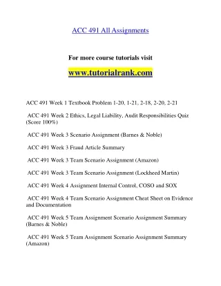 ACC 491 Education Organization- tutorialrank.com