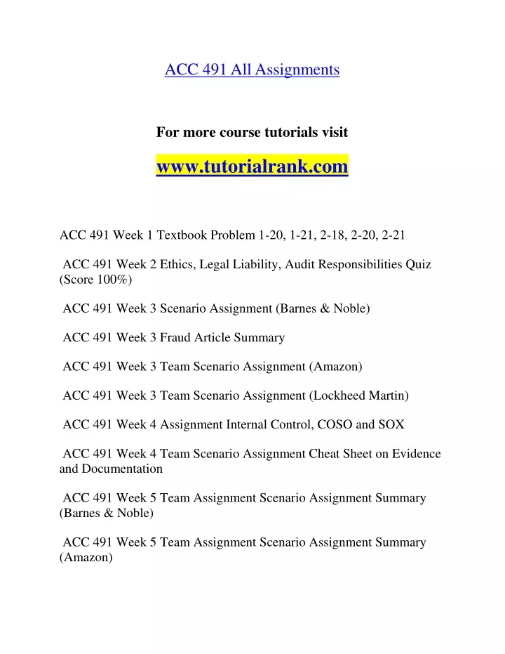 acc 491 all assignments