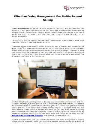 effective order management for multi channel